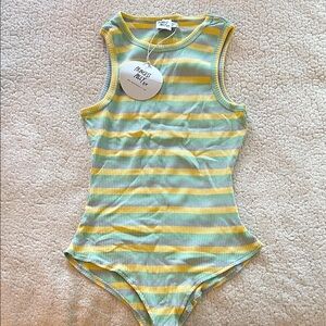 Princess Polly Bodysuit - Yellow and Green Stripes